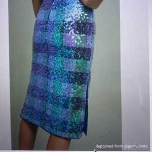 NWT Anthropology Maeve Sequined, iridescent mermaid plaid skirt Sz 10